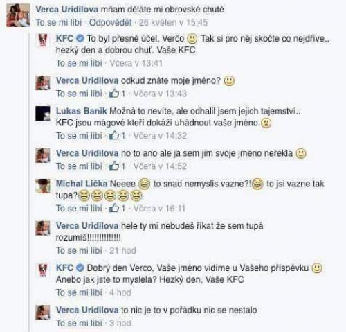 FB konverzácia s KFC