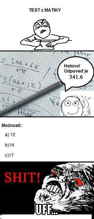 Odpoveď pri matematickom teste