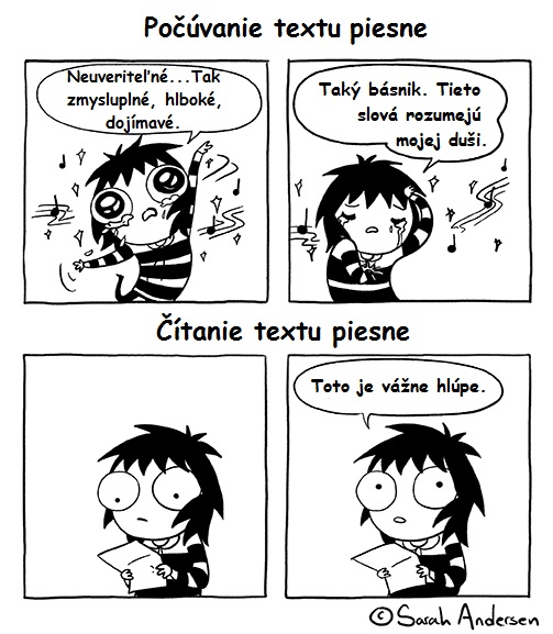 Počúvanie vs čítanie textu piesne