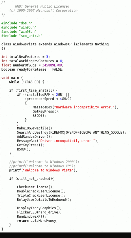 Zdrojový kód Windowsu Vista